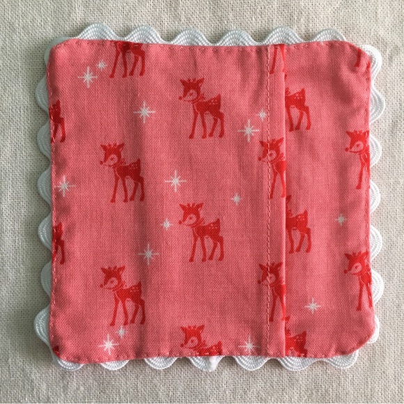 ✨Pink Mid-century Modern Reindeer Coasters, Hand Made Set of 2✨ - Picture 7 of 13